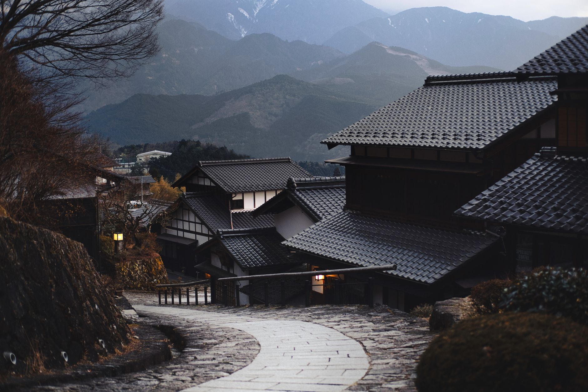 A traditional Japanese house with a private garden view