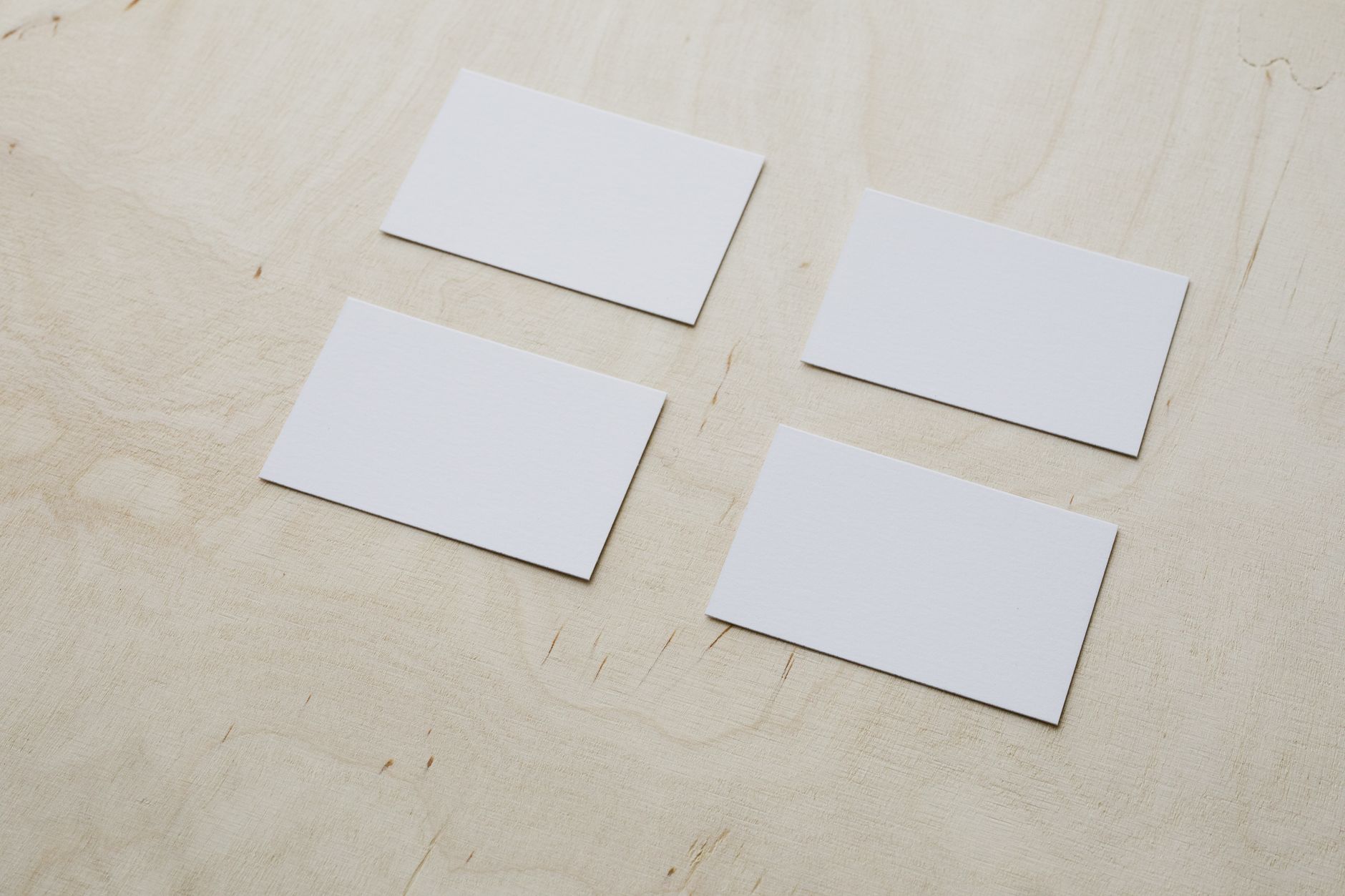 Close-up of Japanese business cards on a desk