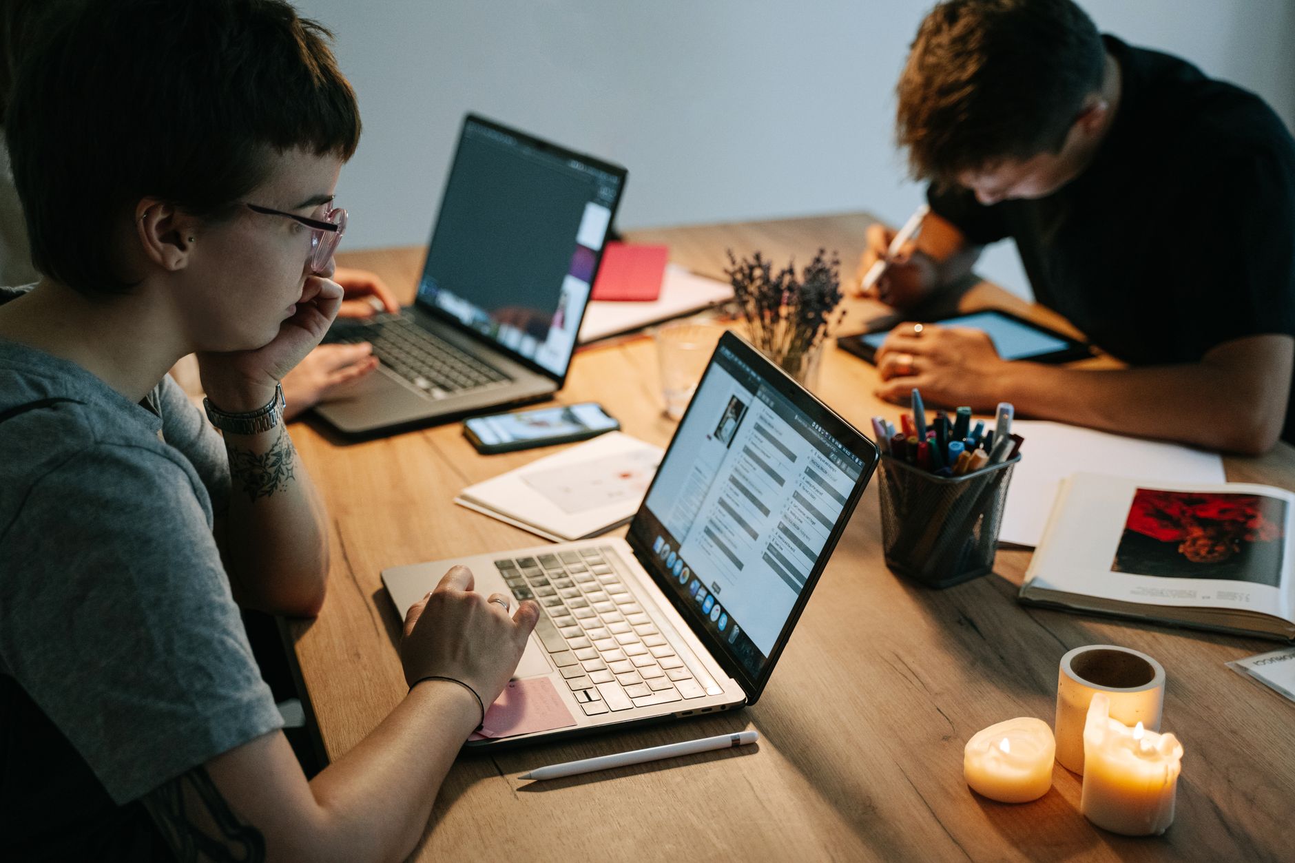 People working together in a modern Tokyo coworking space
