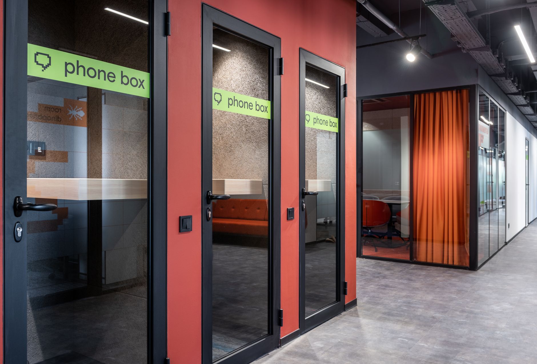 Private phone booth in a coworking office