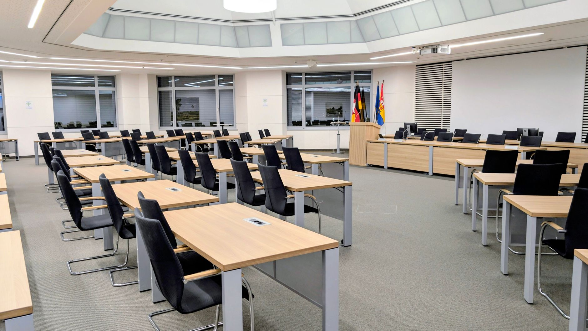 A government affairs meeting room, representing policy and regulatory engagement